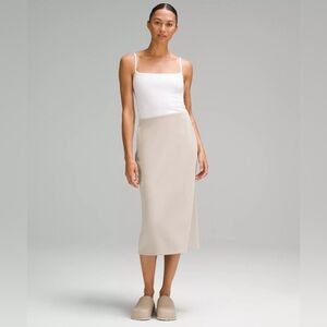Lululemon Softstreme High Rise Midi Skirt Mojave Tan Size 12